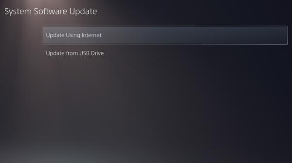 PS5 system software update menu