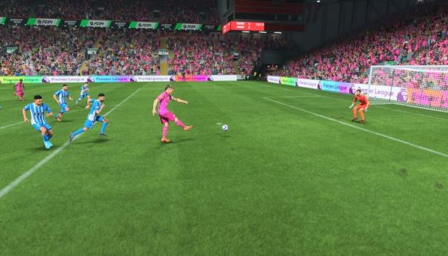 Erling Haaland does a power shot in EA Sports FC 24.