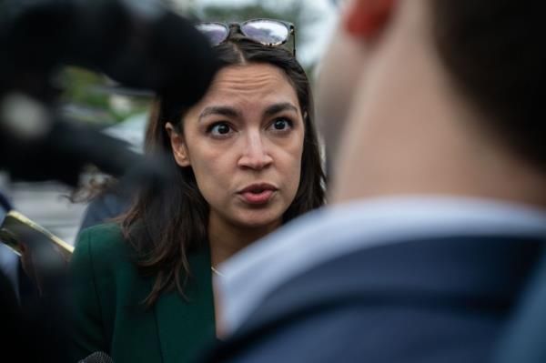 United States Representative Alexandria Ocasio-Cortez (Democrat of New York) talks to press outside the Capitol in Washington, D.C. on Wednesday, September 25, 2024.